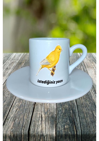 Kanarya Baskılı Türk Kahvesi Fincanı Tabaklı Kişiye Özel Model 2 fiyatları