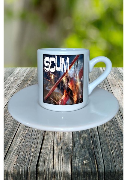 Scum Oyun Baskılı Türk Kahvesi Fincanı Tabaklı Kişiye Özel Model 1