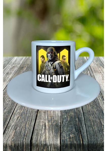 Call Of Duty Oyun Baskılı Türk Kahvesi Fincanı Tabaklı Kişiye Özel Model 3