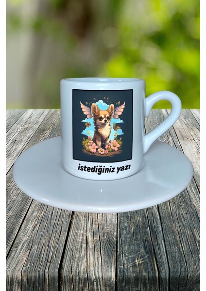 Chihauhau Köpek Baskılı Türk Kahvesi Fincanı Tabaklı Kişiye Özel Model 4 fiyatları