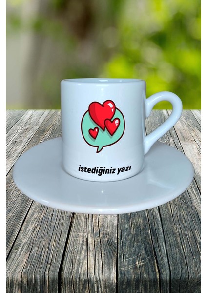 Sevgililer Günü Sevgili Baskılı Türk Kahvesi Fincanı Tabaklı Kişiye Özel Konuşma Balonu Model 63 fiyatları