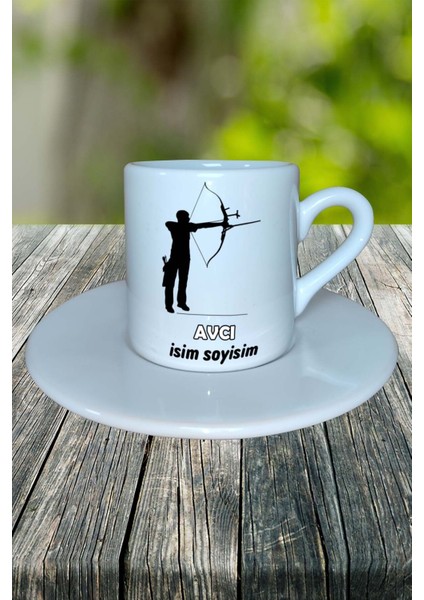 Spitz Köpek Baskılı Türk Kahvesi Fincanı Tabaklı Kişiye Özel Model 2