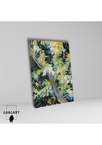 Tekli Dikey Kanvas Tablo Ünlü Eserler Van Gogh Çiçek Açan Akasya Dalları fiyatları