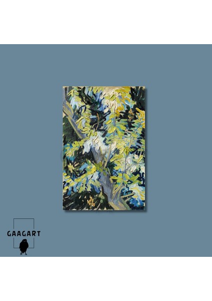 Tekli Dikey Kanvas Tablo Ünlü Eserler Van Gogh Çiçek Açan Akasya Dalları modelleri