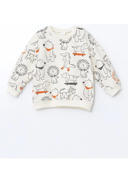 Lcw Baby Ekru Bisiklet Yaka Baskılı Erkek Bebek Sweatshirt ve Eşofman Alt 2'li fiyatları