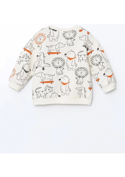 Lcw Baby Ekru Bisiklet Yaka Baskılı Erkek Bebek Sweatshirt ve Eşofman Alt 2'li modelleri