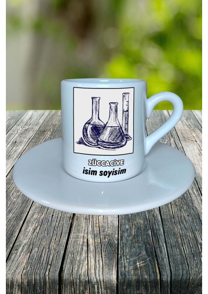 Züccaciye Meslek Baskılı Türk Kahvesi Fincanı Tabaklı Kişiye Özel Model 4