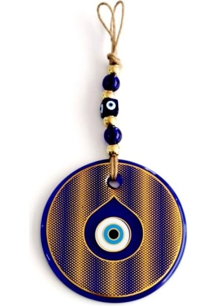 Altın Sarısı Yaldızlı Damla Göz Modelli Cam Duvar Süsü