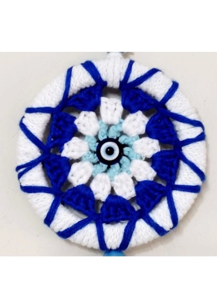 Ponponlu Nazar Boncuğu Desenli El Yapımı Mini Kapı, Duvar ve Araba Süsü modelleri