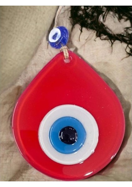 Orta Boy Kırmızı Damla Desen Nazar Boncuklu Duvar Dekoru Cam Duvar Süsü fiyatları