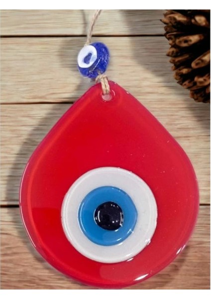 Orta Boy Kırmızı Damla Desen Nazar Boncuklu Duvar Dekoru Cam Duvar Süsü indirimleri