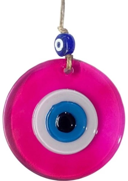 Şeffaf Pembe Nazar Boncuklu Duvar Süsü 10 cm Cam Duvar Dekoru fiyatları