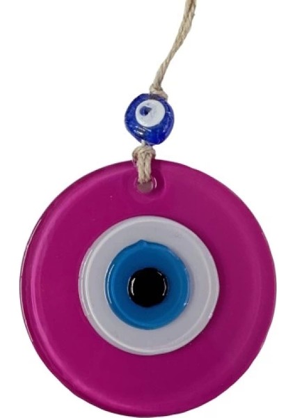 Pembe Nazar Boncuklu Duvar Süsü 10 cm Cam Duvar Dekoru