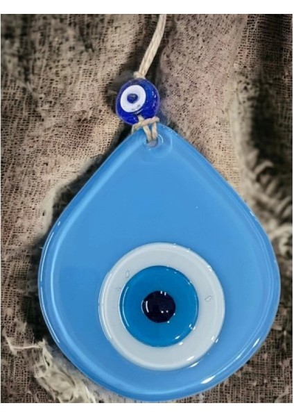 Orta Boy Mavi Damla Desen Nazar Boncuklu Duvar Dekoru Cam Duvar Süsü