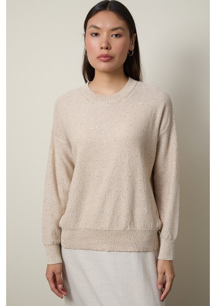 Mini Payetli Bisiklet Yaka Kazak fiyatları