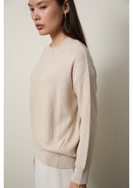 Mini Payetli Bisiklet Yaka Kazak modelleri