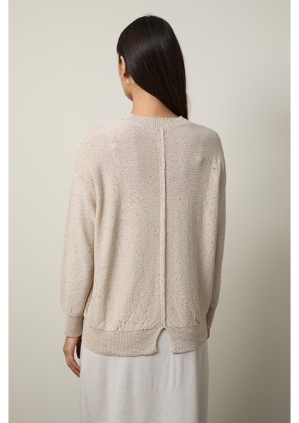 Mini Payetli Bisiklet Yaka Kazak fırsatları