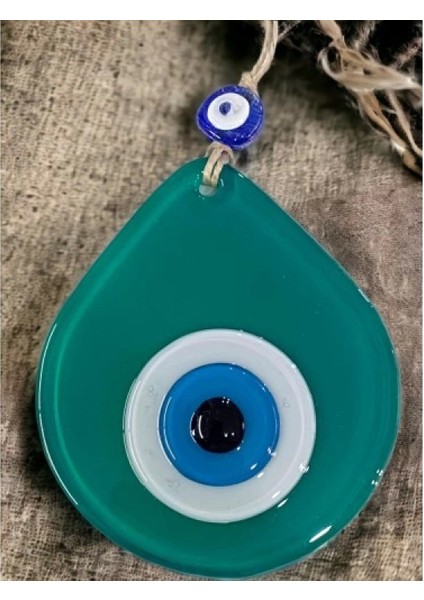 Orta Boy Yeşil Damla Desen Nazar Boncuklu Duvar Dekoru Cam Duvar Süsü fiyatları