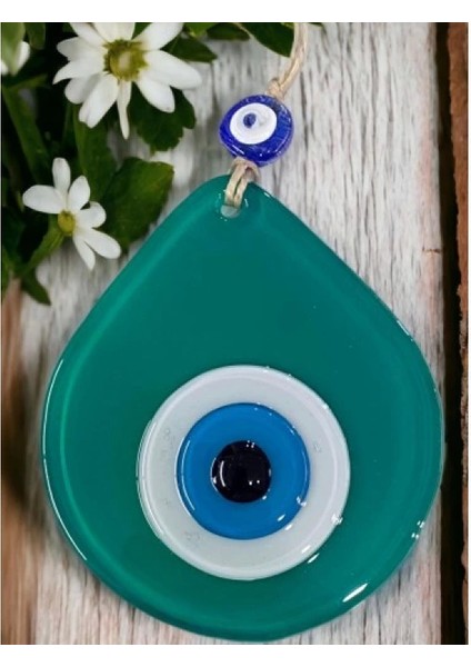 Orta Boy Yeşil Damla Desen Nazar Boncuklu Duvar Dekoru Cam Duvar Süsü fırsatları