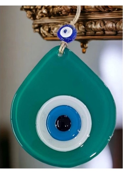 Orta Boy Yeşil Damla Desen Nazar Boncuklu Duvar Dekoru Cam Duvar Süsü indirimleri