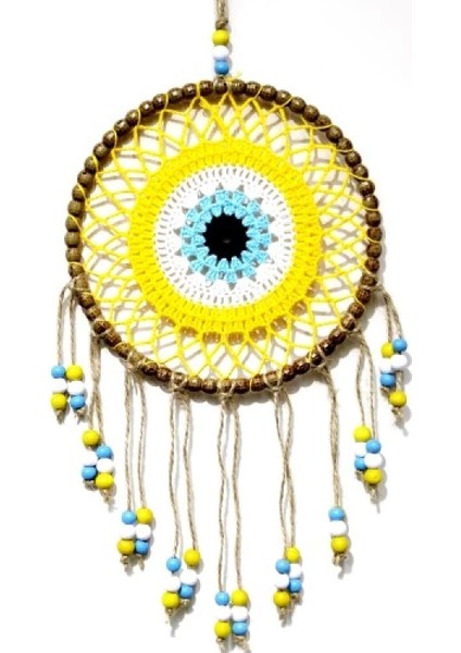 Sarı Motifli Renkli Boncuklu El Yapımı Duvar Süsü