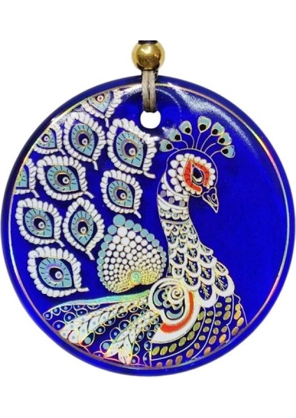 Tavus Kuşu Şekilli Yaldızlı Duvar Süsü Cam Hediyelik Dekor