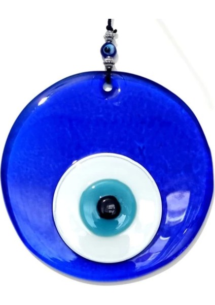 Şeffaf Mavi El Yapımı Cam Nazar Boncuğu Duvar Süsü Hediyelik Eşya