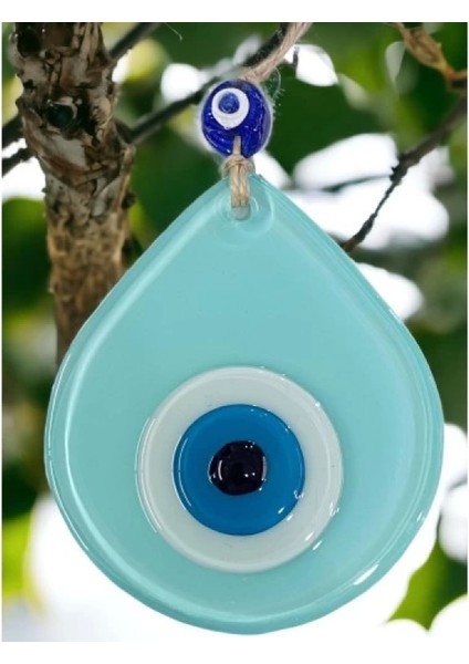 Orta Boy Turkuaz Damla Desen Nazar Boncuklu Duvar Dekoru Cam Duvar Süsü fiyatları