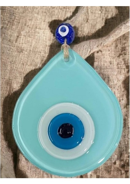 Orta Boy Turkuaz Damla Desen Nazar Boncuklu Duvar Dekoru Cam Duvar Süsü indirimleri