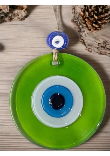 Şeffaf Yeşil Nazar Boncuklu Duvar Süsü 10 cm Cam Duvar Dekoru fırsatları