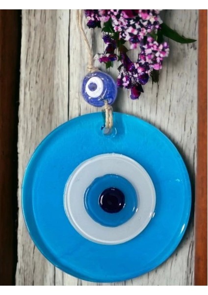 Şeffaf Mavi Nazar Boncuklu Duvar Süsü 10 cm Cam Duvar Dekoru fırsatları