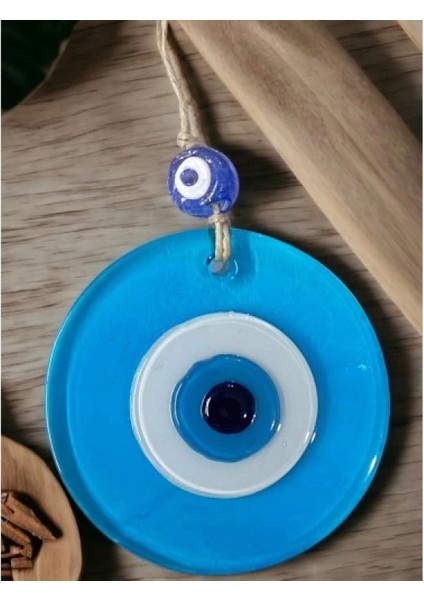 Şeffaf Mavi Nazar Boncuklu Duvar Süsü 10 cm Cam Duvar Dekoru indirimleri