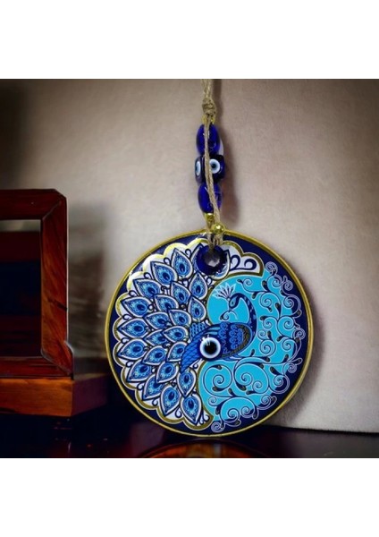 Yaldızlı Nazar Boncuklu Tavus Kuşu Duvar Süsü Cam Duvar Dekoru indirimleri