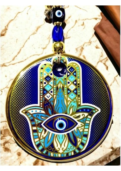 Yaldızlı Mavi Renk Fatma Ana Eli Duvar Süsü Cam Duvar Dekoru fiyatları