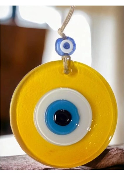 Şeffaf Sarı Nazar Boncuklu Duvar Süsü 10 cm Cam Duvar Dekoru fiyatları