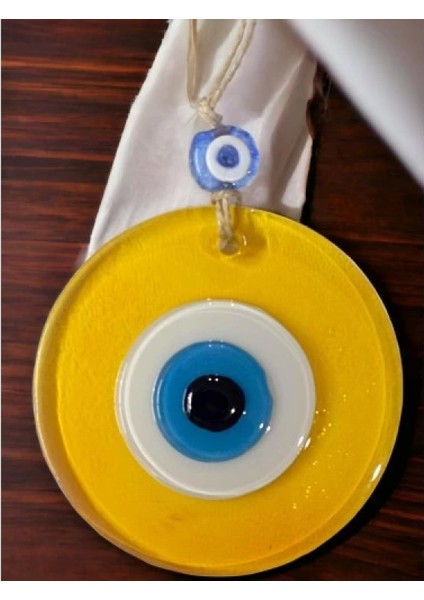 Şeffaf Sarı Nazar Boncuklu Duvar Süsü 10 cm Cam Duvar Dekoru fırsatları