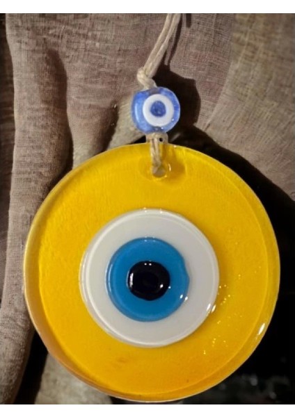 Şeffaf Sarı Nazar Boncuklu Duvar Süsü 10 cm Cam Duvar Dekoru indirimleri