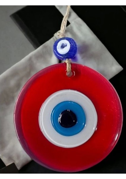 Şeffaf Kırmızı Nazar Boncuklu Duvar Süsü 10 cm Cam Duvar Dekoru fiyatları