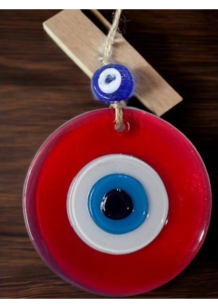 Şeffaf Kırmızı Nazar Boncuklu Duvar Süsü 10 cm Cam Duvar Dekoru modelleri