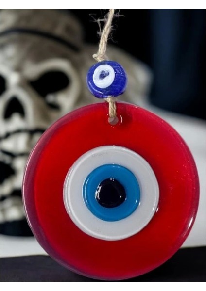 Şeffaf Kırmızı Nazar Boncuklu Duvar Süsü 10 cm Cam Duvar Dekoru indirimleri