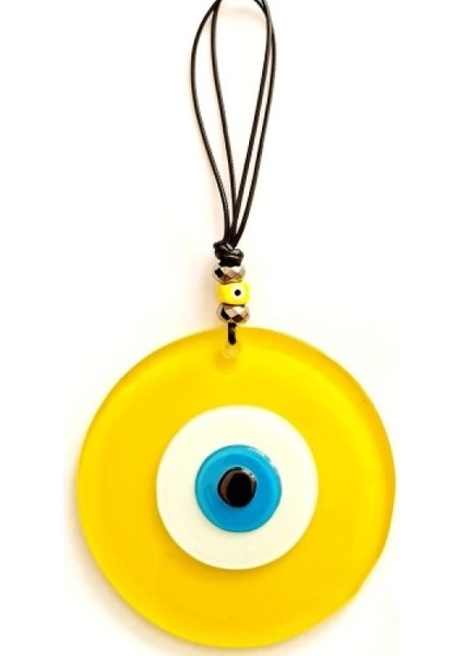 Tasarım Harikası Deri Ipli Nazar Boncuklu Sarı Cam Duvar Süsü fiyatları