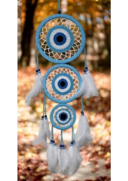 Nazar Motifli Üç Çemberli Turkuaz Duvar Dekoru modelleri