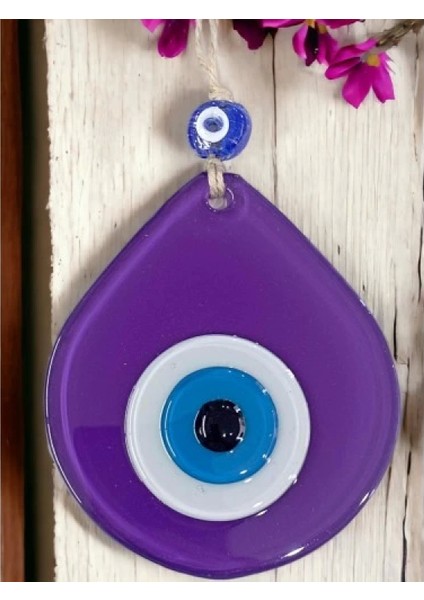 Orta Boy Mor Damla Desen Nazar Boncuklu Duvar Dekoru Cam Duvar Süsü fiyatları