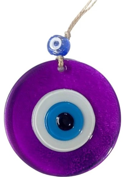 Şeffaf Mor Nazar Boncuklu Duvar Süsü 10 cm Cam Duvar Dekoru