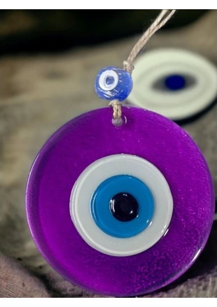 Şeffaf Mor Nazar Boncuklu Duvar Süsü 10 cm Cam Duvar Dekoru fiyatları