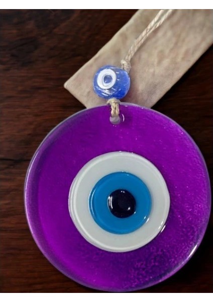 Şeffaf Mor Nazar Boncuklu Duvar Süsü 10 cm Cam Duvar Dekoru modelleri