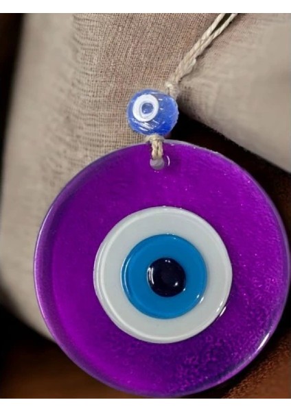 Şeffaf Mor Nazar Boncuklu Duvar Süsü 10 cm Cam Duvar Dekoru indirimleri