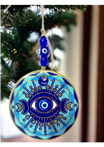 Tek Gözlü Piramit Desenli Nazar Boncuklu Duvar Süsü Cam Duvar Dekoru modelleri