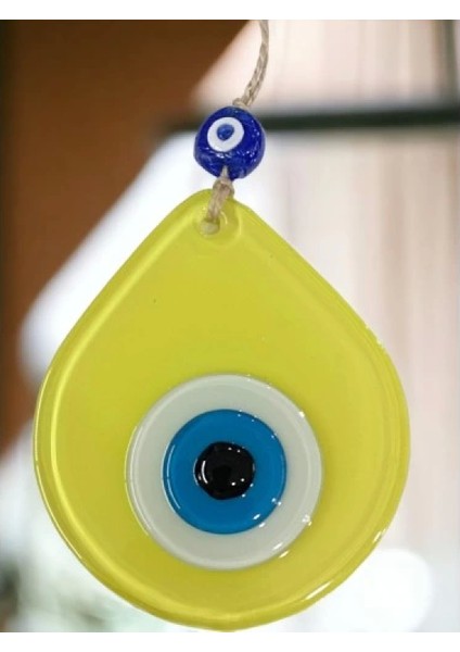 Orta Boy Sarı Damla Desen Nazar Boncuklu Duvar Dekoru Cam Duvar Süsü modelleri