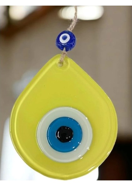 Orta Boy Sarı Damla Desen Nazar Boncuklu Duvar Dekoru Cam Duvar Süsü fırsatları